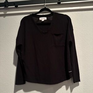 Cropped Waffle V-Neck